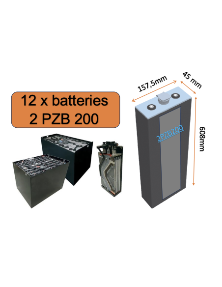 Batterie de traction 2PZB200 en 2V 200ah en C5 Livraison incluse