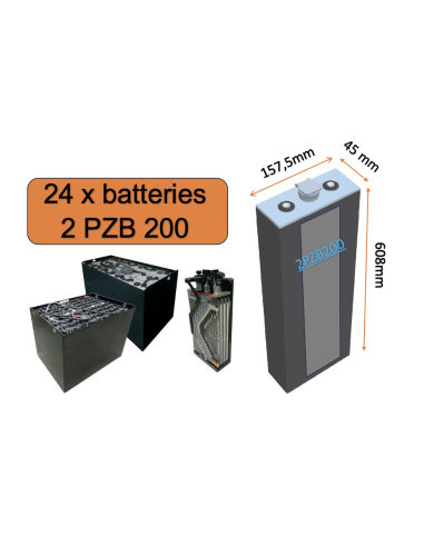 Batterie de traction 2PZB200 en 2V 200ah en C5 Livraison incluse
