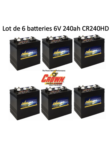 Batterie Crown en  6V 240ah Deep cycles CR240 Livraison incluse