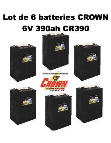Batterie Crown en  6V 390ah Deep cycles CR390HD Livraison incluse