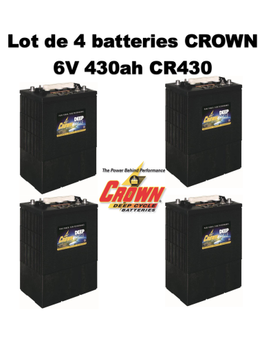 Batterie Crown en  6V 430ah Deep cycles CR430HD Livraison incluse