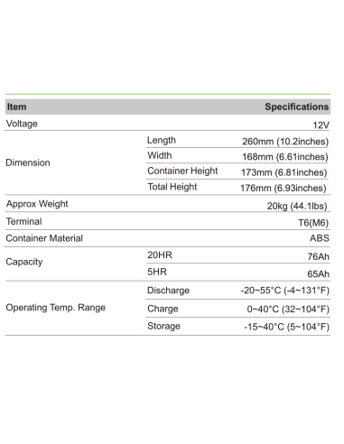 Batterie 12V 76ah Leoch AGM / GEL Carbone LDC12-76