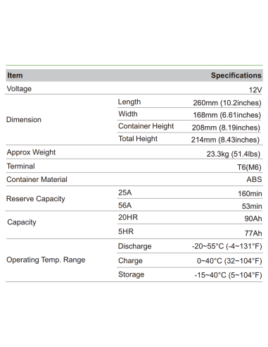 Batterie 12V 90ah Leoch AGM / GEL Carbone LDC12-90C